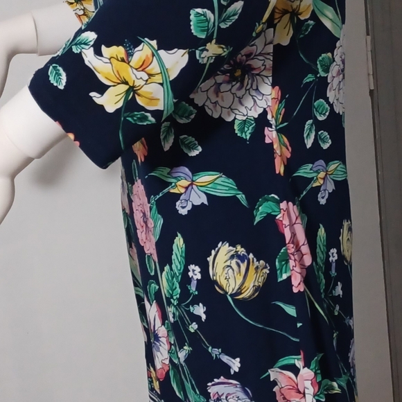 Liz Claiborne Navy Floral Long Sleeve Dress - Picture 3 of 6